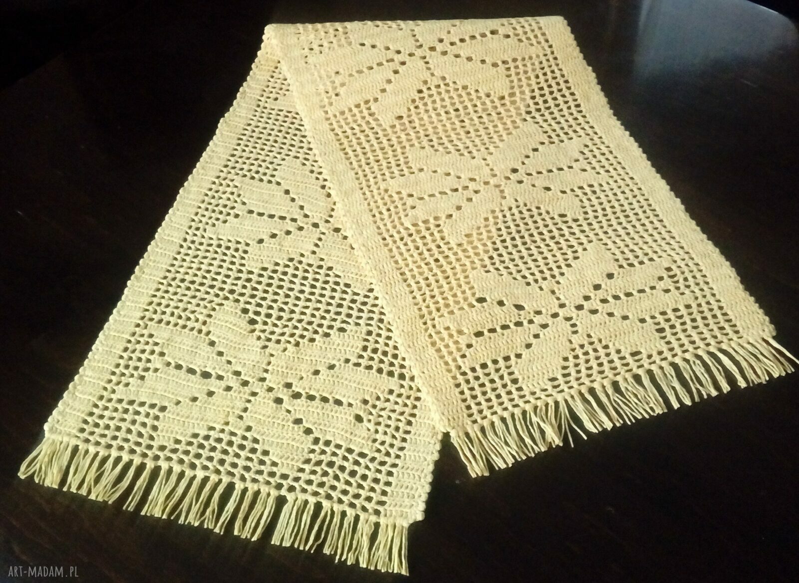 Bieżnik słonecznożółty 30x110 cm z bawełny 100% - rękodzieło do długiego stołu