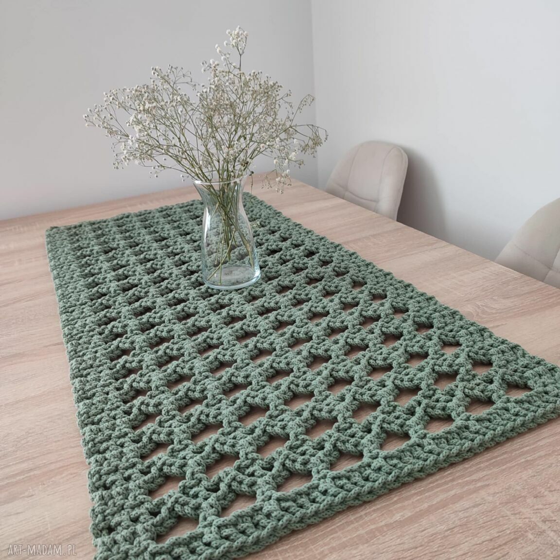 Bieżnik szydełkowy prostokątny 45x95 cm ze sznurka bawełnianego