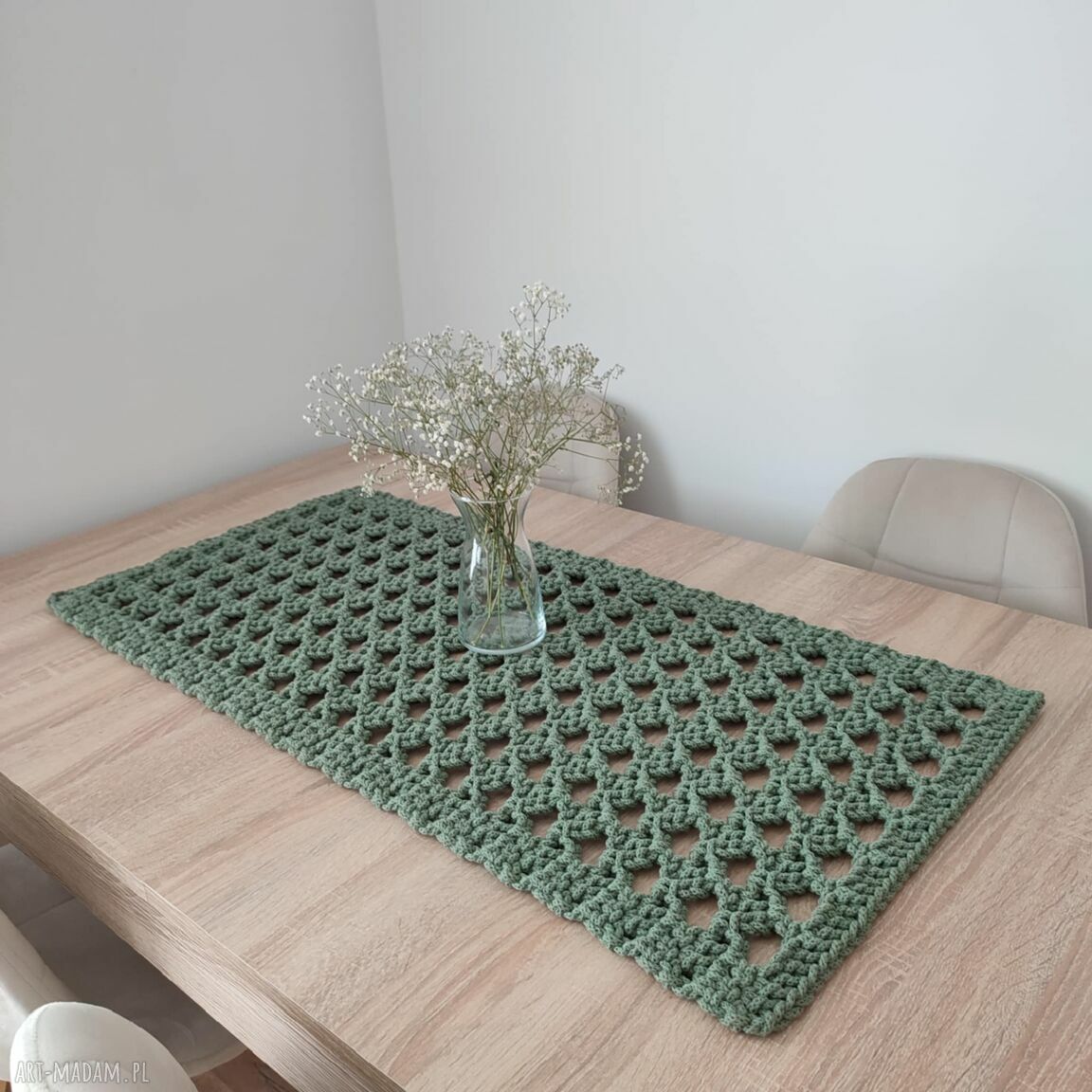 Bieżnik szydełkowy prostokątny 45x95 cm ze sznurka bawełnianego