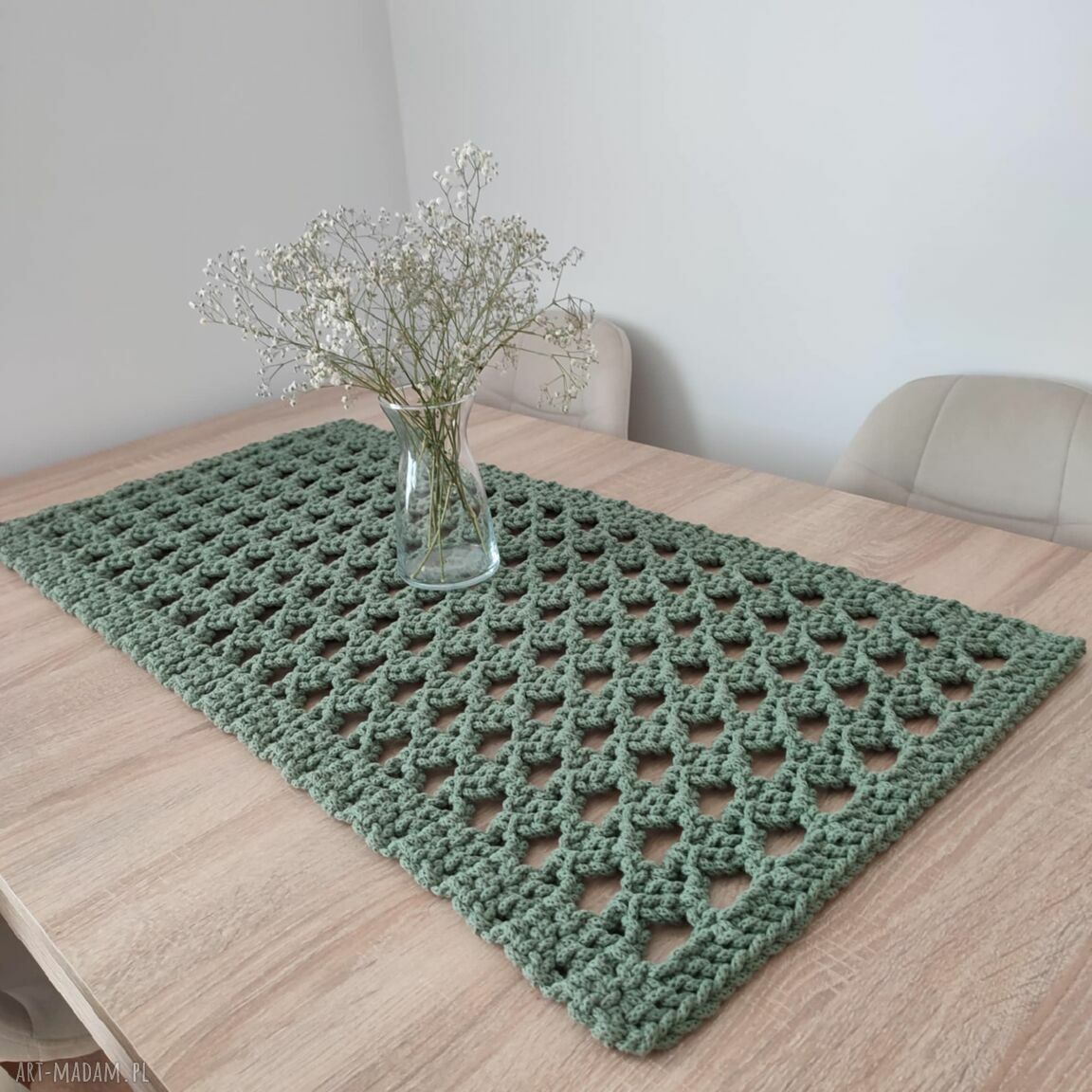 Bieżnik szydełkowy prostokątny 45x95 cm ze sznurka bawełnianego