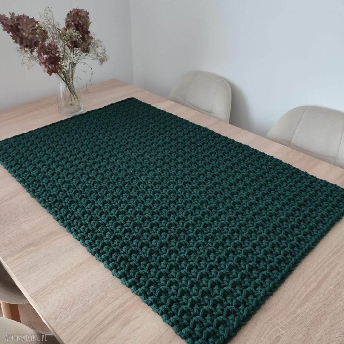 Bieżnik szydełkowy prostokątny ze sznurka 50x80 cm