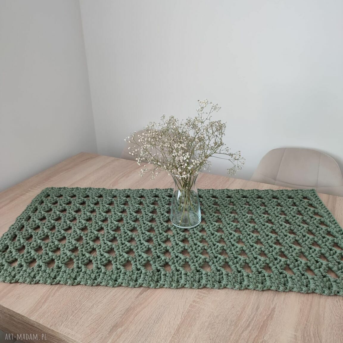 Bieżnik szydełkowy prostokątny 45x95 cm ze sznurka bawełnianego