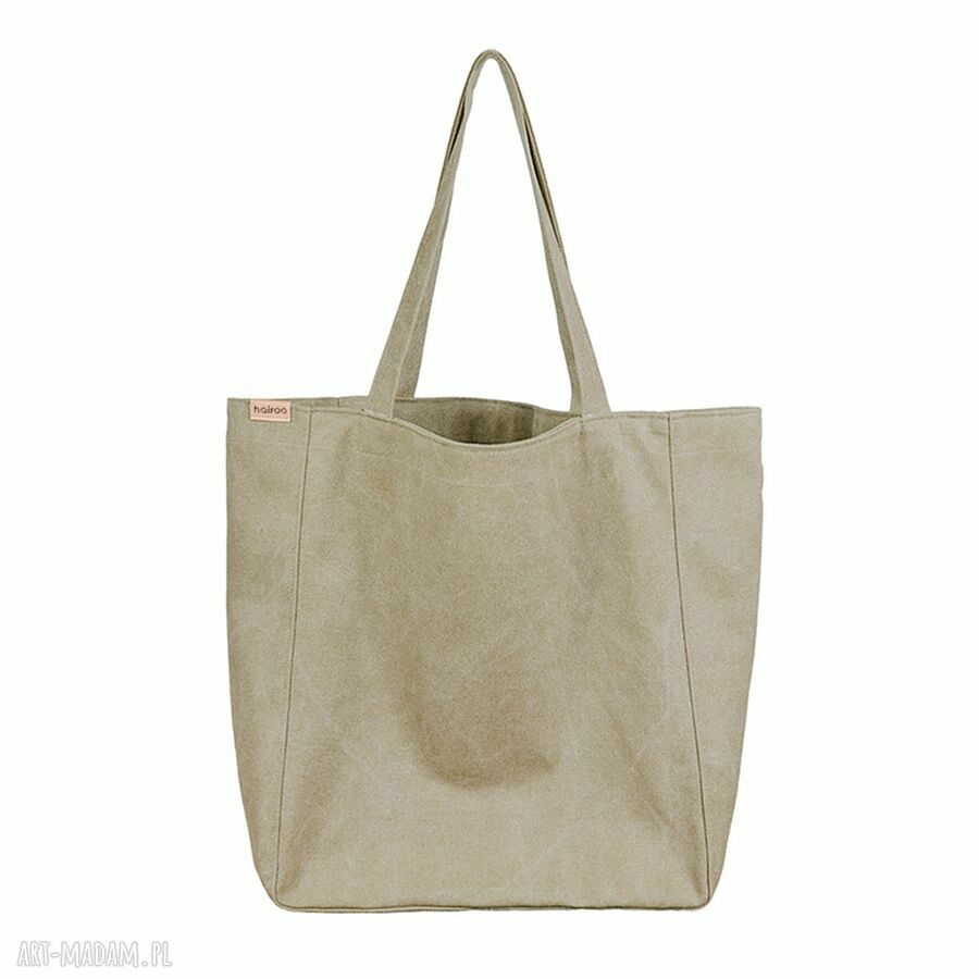Duża torba Lazy Bag khaki z bawełny - zapinana na zamek (vegan)