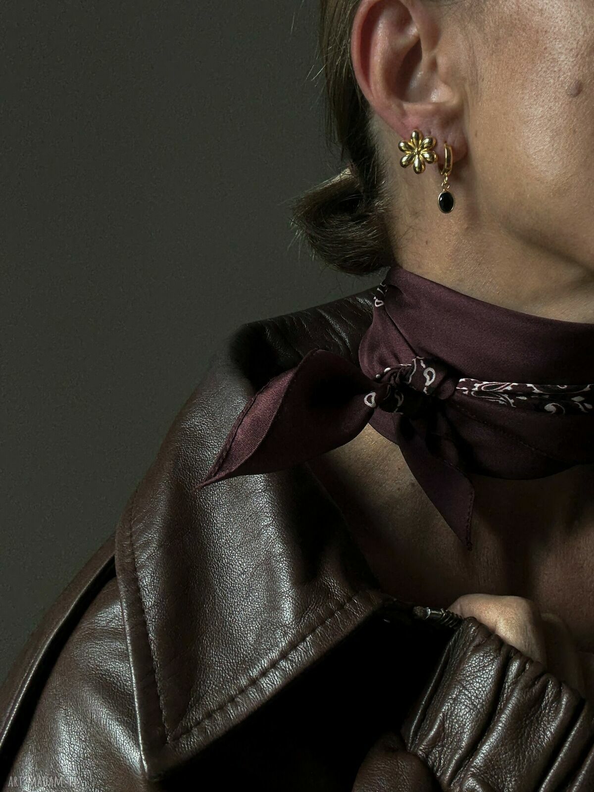 kolczyki: Kolczyki z różowego złota z onyksami ręcznie zrobione