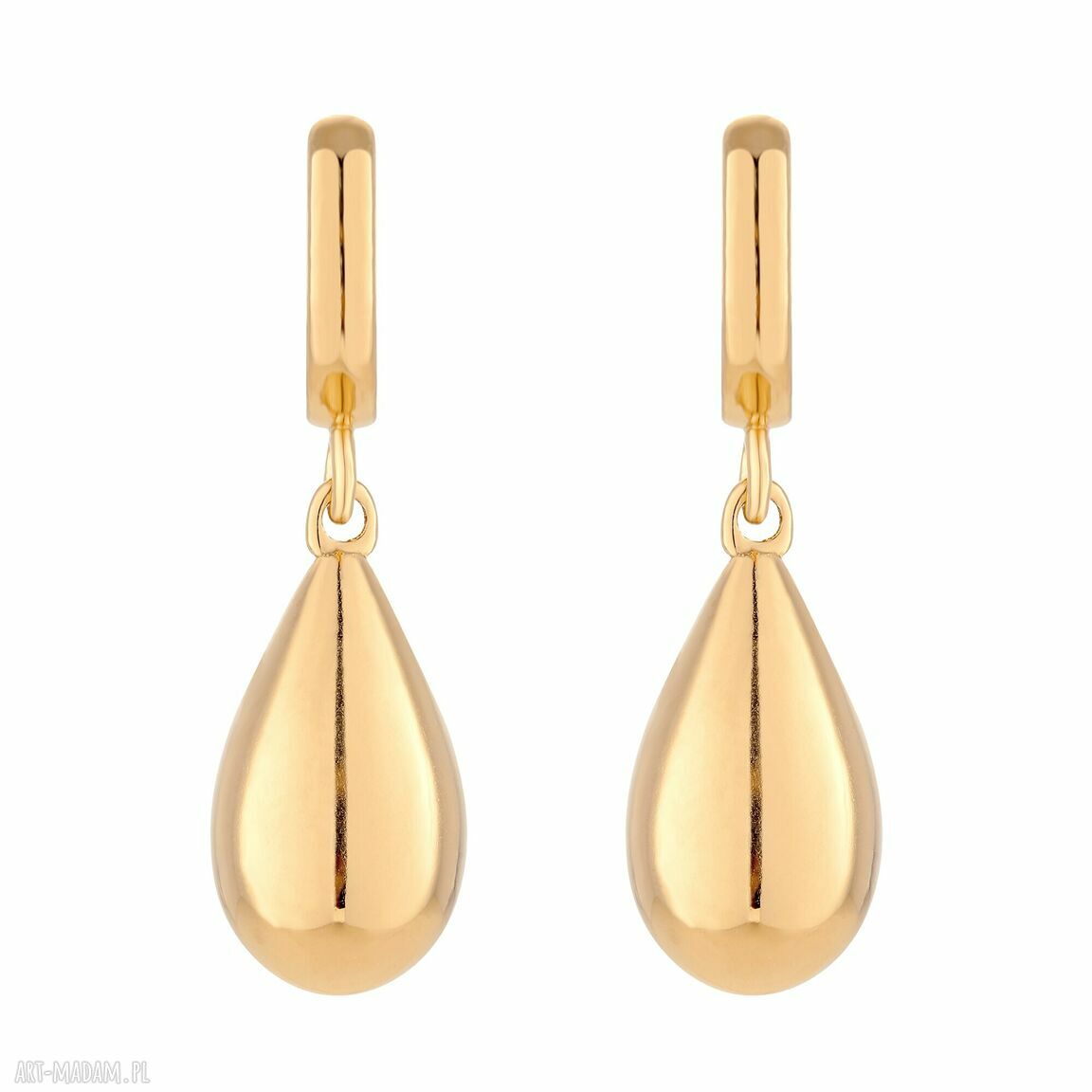 SOTHO Złote kolczyki krople wody ze srebra 925 pozłacanego 24k - 3 cm