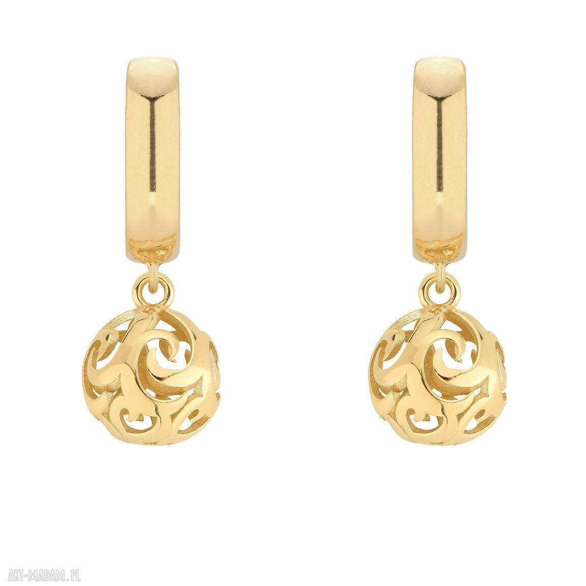 Złote kolczyki kulami kulki kuleczki pozłacane bigle ażurowe gold
