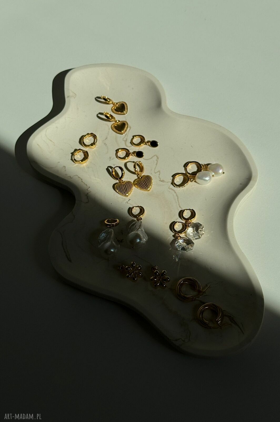 kolczyki: Złote kolczyki z perłami i kryształkami Preciosa Hand Made