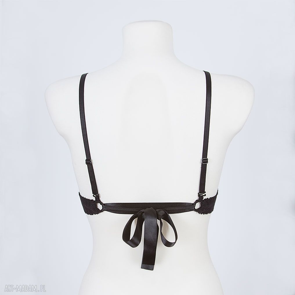 Biustonosz koronkowy Celine - czarny szydełkowy bralette z bawełny (A-D)