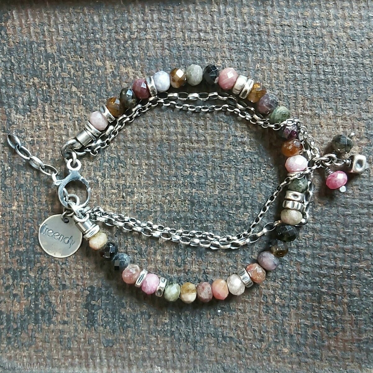 Bransoletka srebrna z turmalinami Hand Made