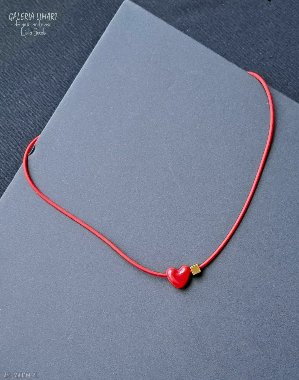 Walentynkowe serce z ceramiki - wisiorek handmade dla ukochanej osoby