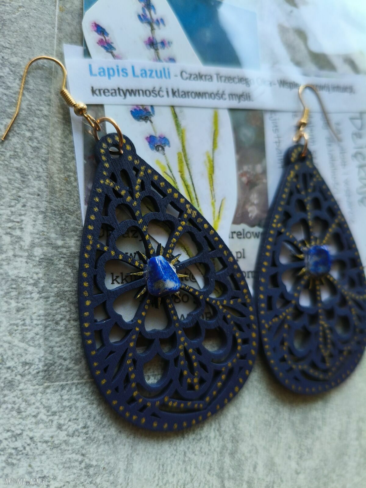 Biżuteria energetyczna kolczyki z lapis lazuli - intuicja i Trzecie Oko Ajna