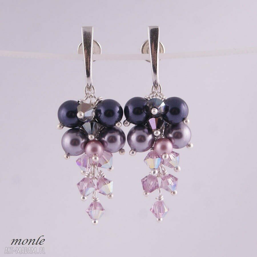 kolczyki: Kolczyki grona violet autorskie