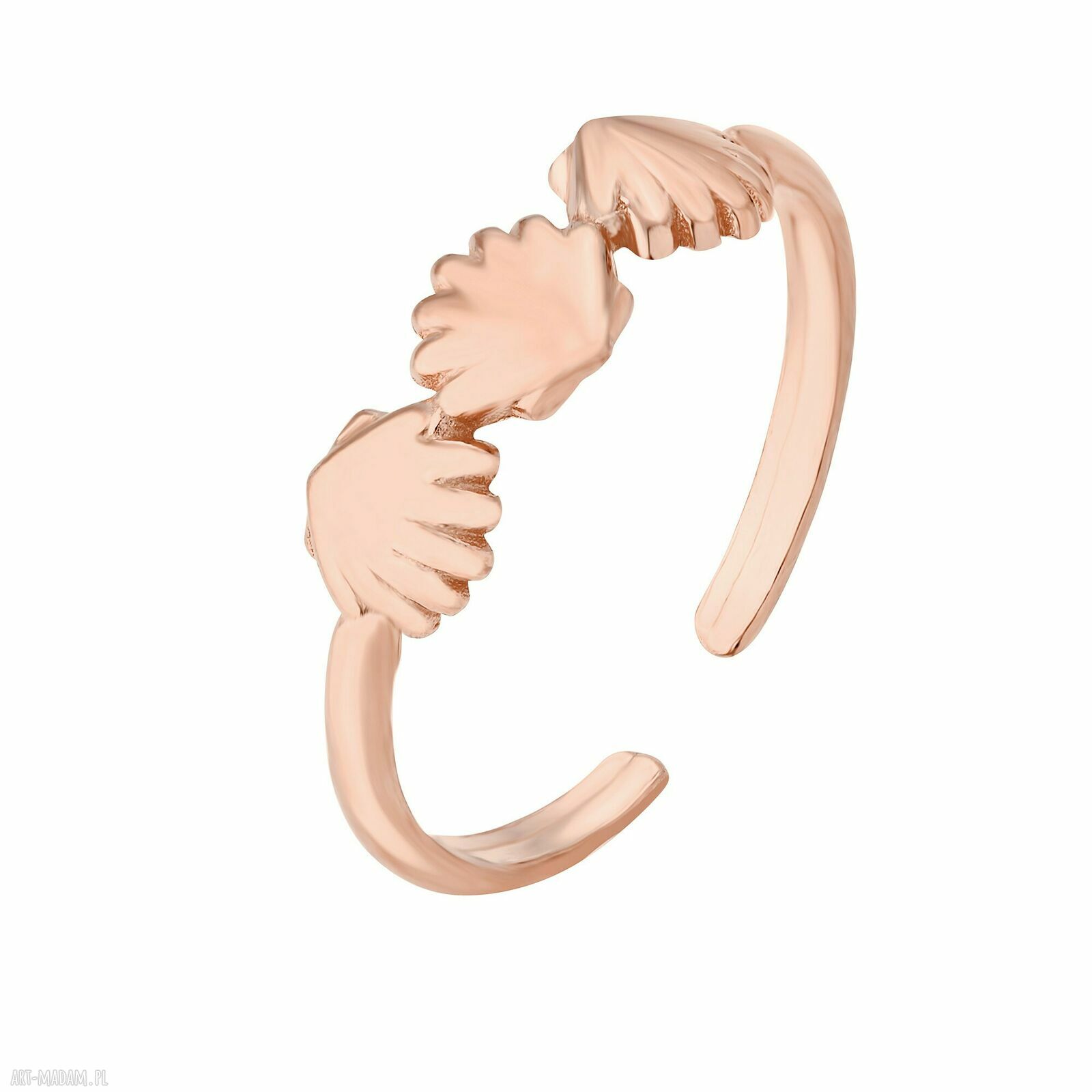 Pierścionek różowego muszelkami różowe złoto muszle