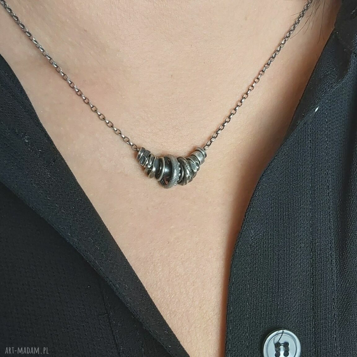 Krótki naszyjnik ze srebra. HandMade