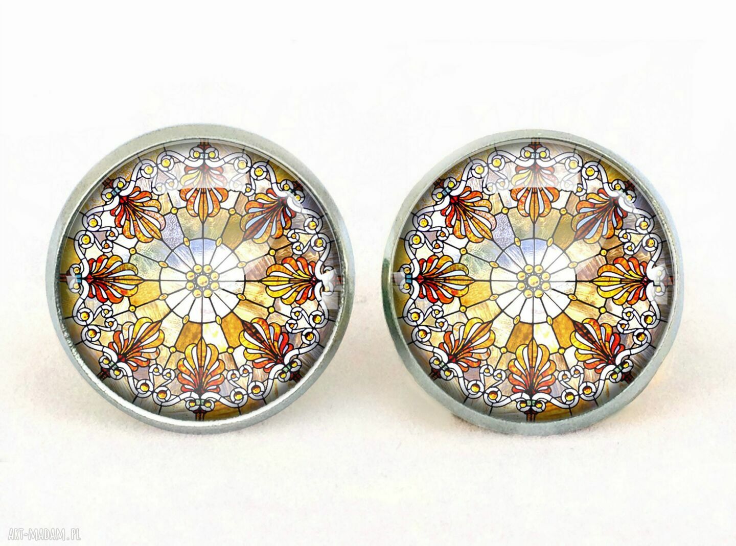 Witraż kolczyki sztyfty wkrętki prezent biżuteria szkiełka