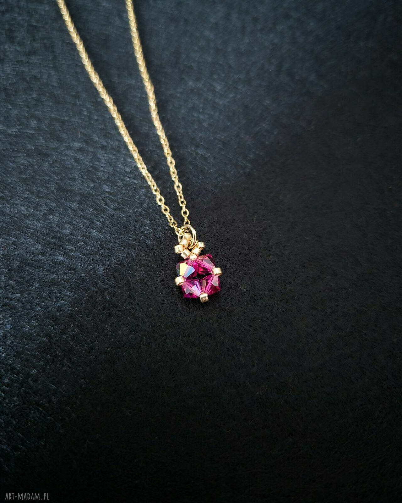 Komplet biżuterii Fuchsia & Rose - naszyjnik, bransoletka i kolczyki