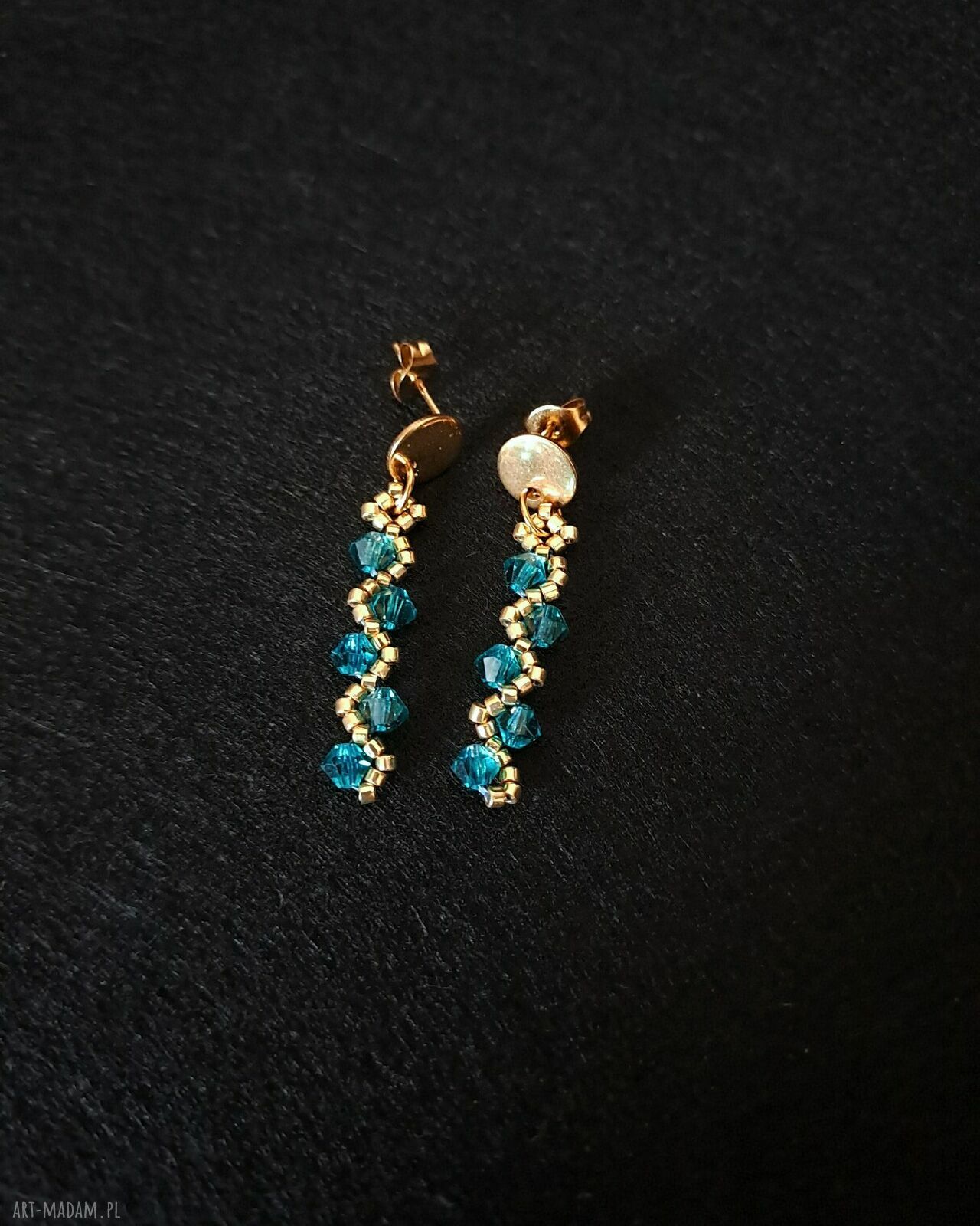 Komplet Biżuterii Blue Zircon - bransoletka i kolczyki z kryształków Preciosa i koralików Miyuki