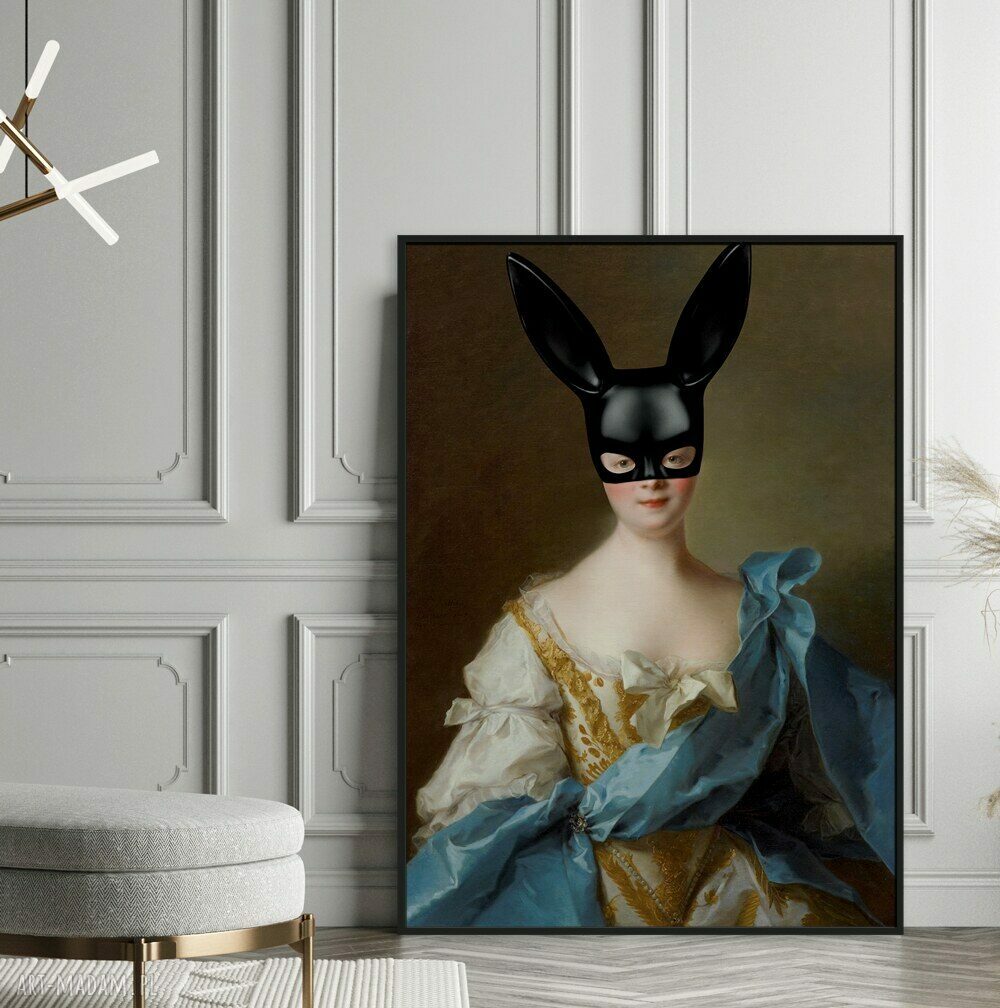 Plakat Black Bunny 50x70 cm Hogstudio do salonu - czarny królik