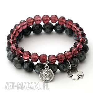 black labradorite & burgundy crystal set