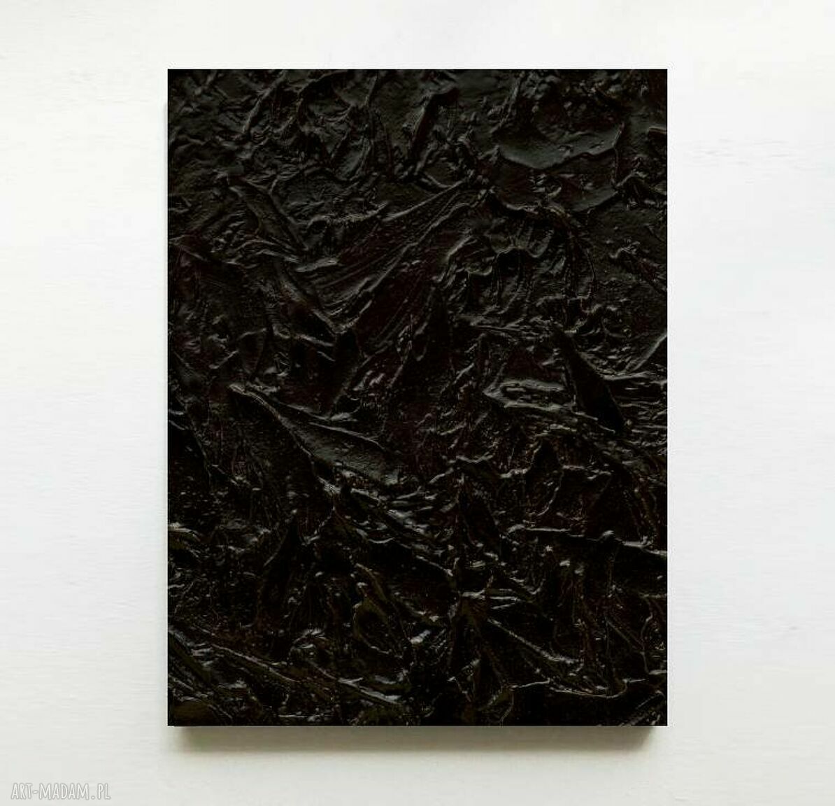 BLACK OCEAN - czarny obraz strukturalny z eleganckimi rzeźbieniami (100x150 cm)