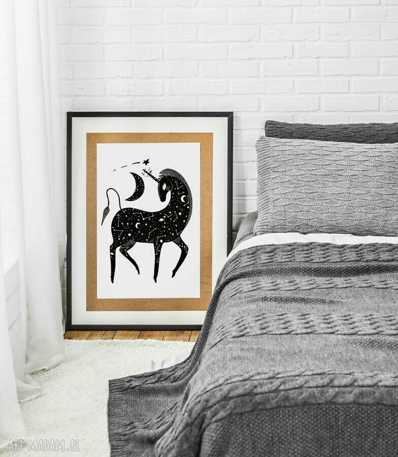 Plakat jednorożec Black Unicorn 40x50 cm