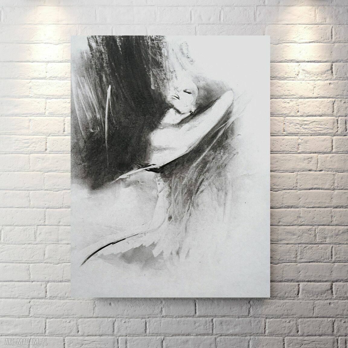Czarno-biały rysunek kobiety Black&White 60x45 w technice Giclee