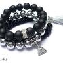 handmade bransoletki black and silver set