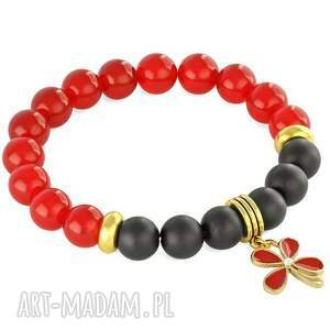 black & red jade with flower pendant lavoga