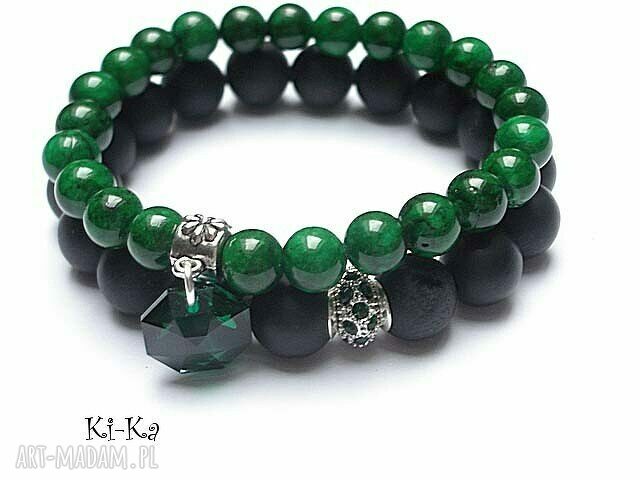 Duo emerald and black marmur blackstone swarovski komplet dwóch