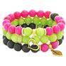 hand made bransoletki fuchsia, black & lime set