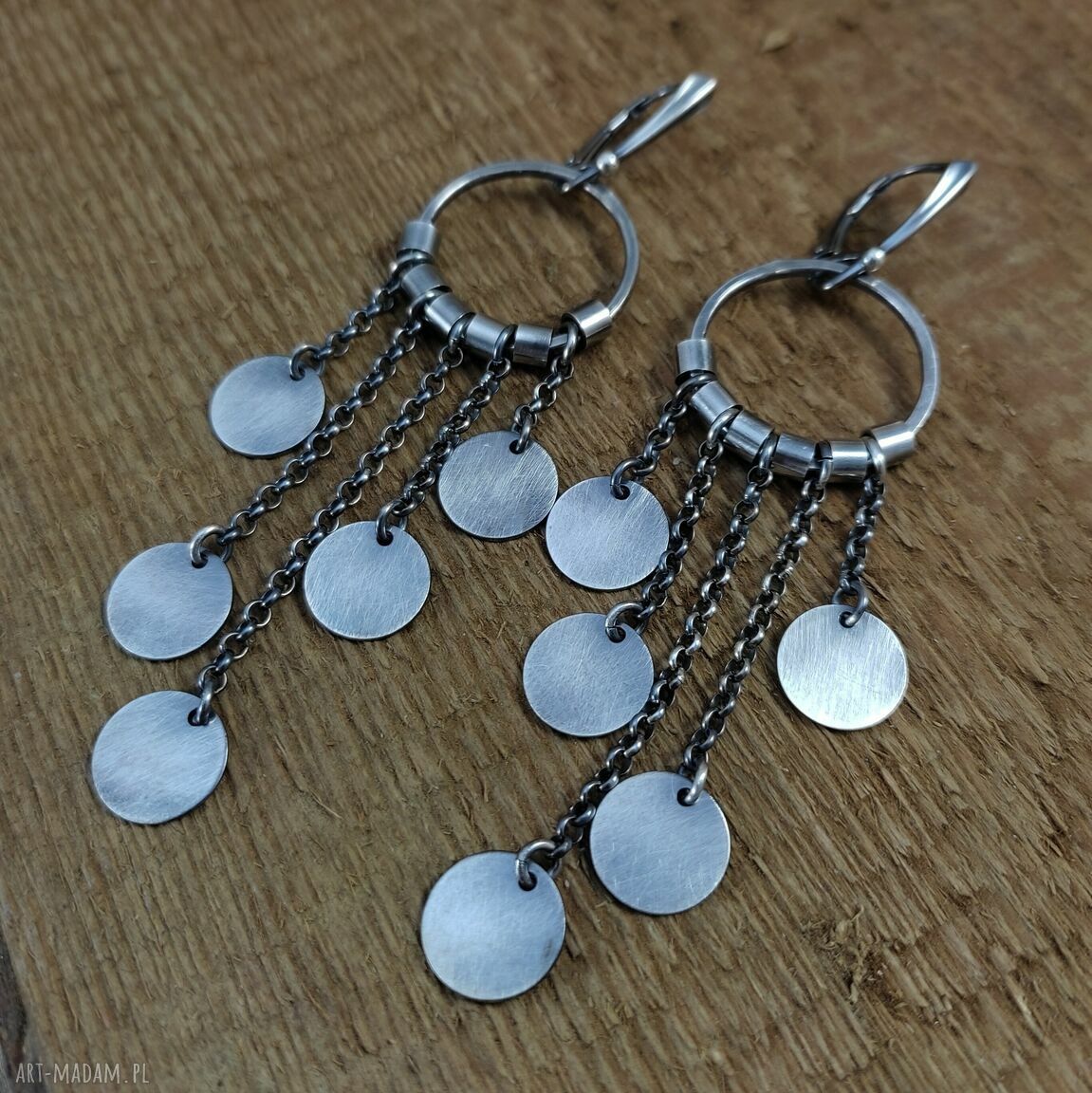 Kolczyki blaszki z oksydowanego srebra 925 Irart (ok. 8,6 cm)