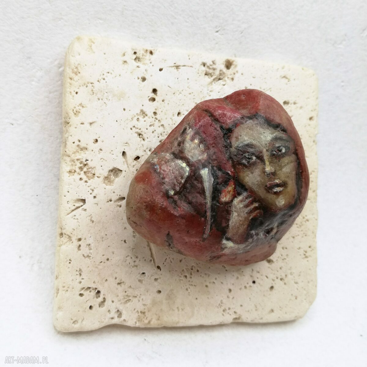 Błazen - miniatura „Dusze Kamieni” na kamieniu naturalnym 10x10 cm