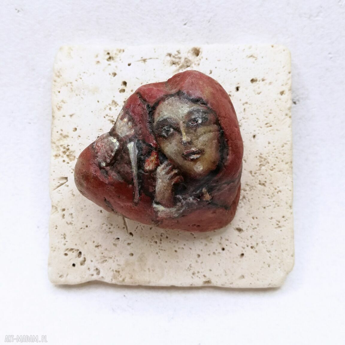 Błazen - miniatura „Dusze Kamieni” na kamieniu naturalnym 10x10 cm
