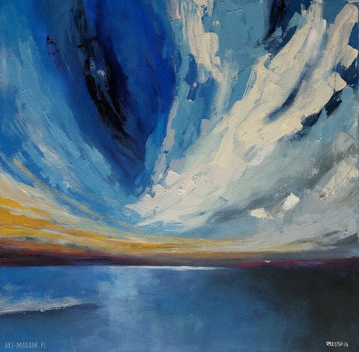Błękit nocy - ręcznie malowany obraz akrylowy 40x40 cm