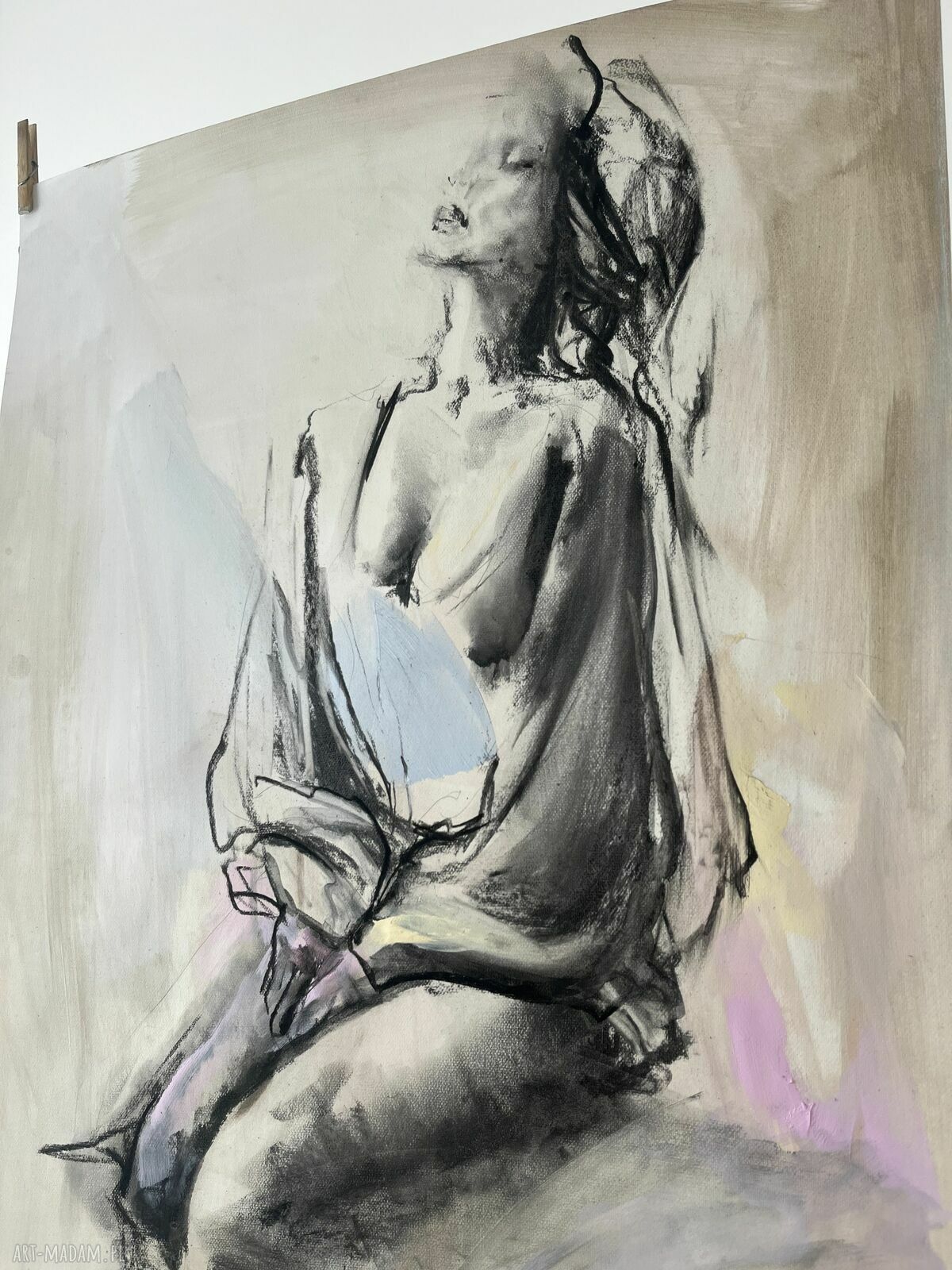 Błękitna - obraz 100x70 cm do sypialni i nad łóżko