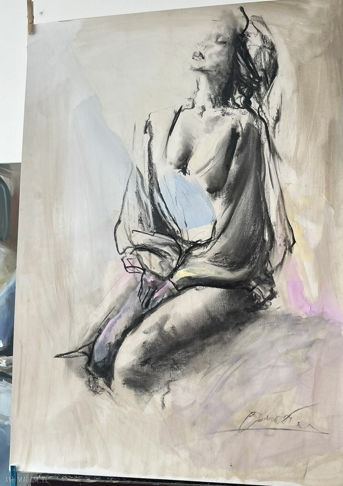 Błękitna - obraz 100x70 cm do sypialni i nad łóżko