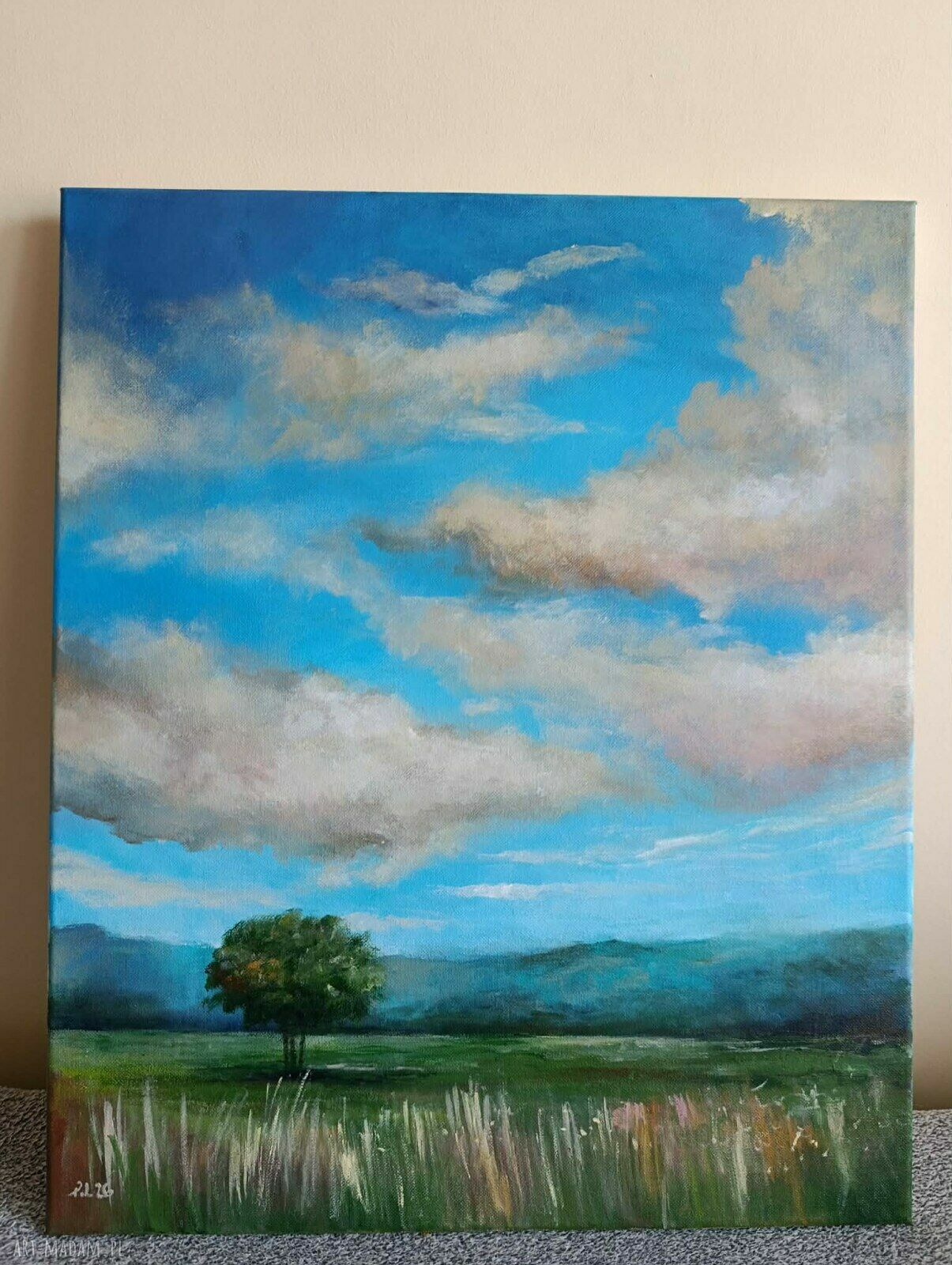 Błękitne niebo - obraz akrylowy na płótnie 60 x 50 cm