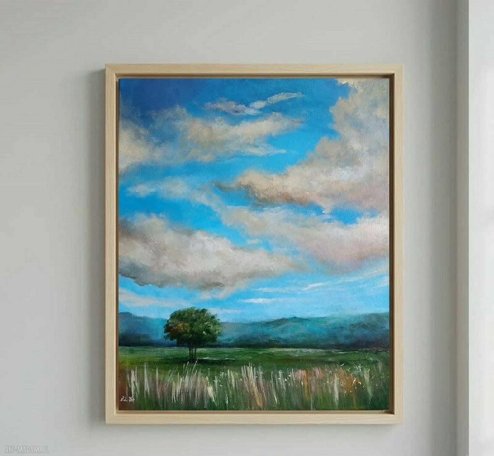 Błękitne niebo - ręcznie malowany obraz akrylowy 60x50 cm