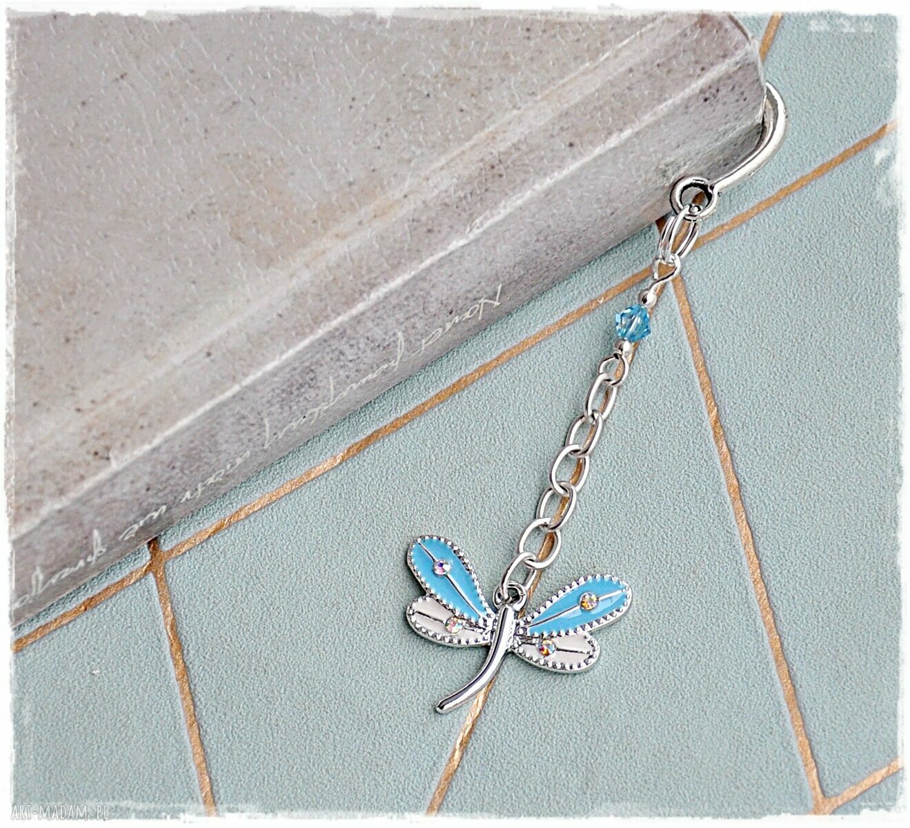 Błękitny motyl urocza zakładka do książki Handmade