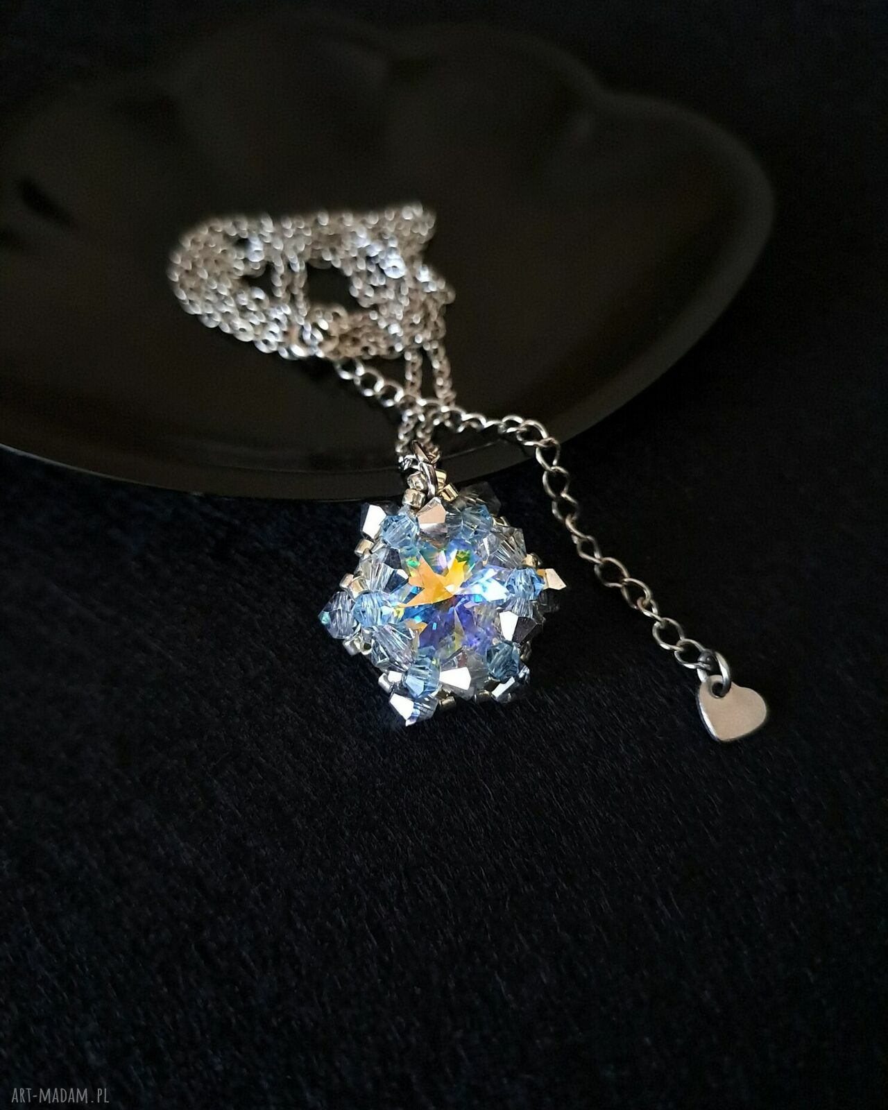 Błękitny naszyjnik „Crystal Vitrail” z kryształkami Preciosa i koralikami Miyuki