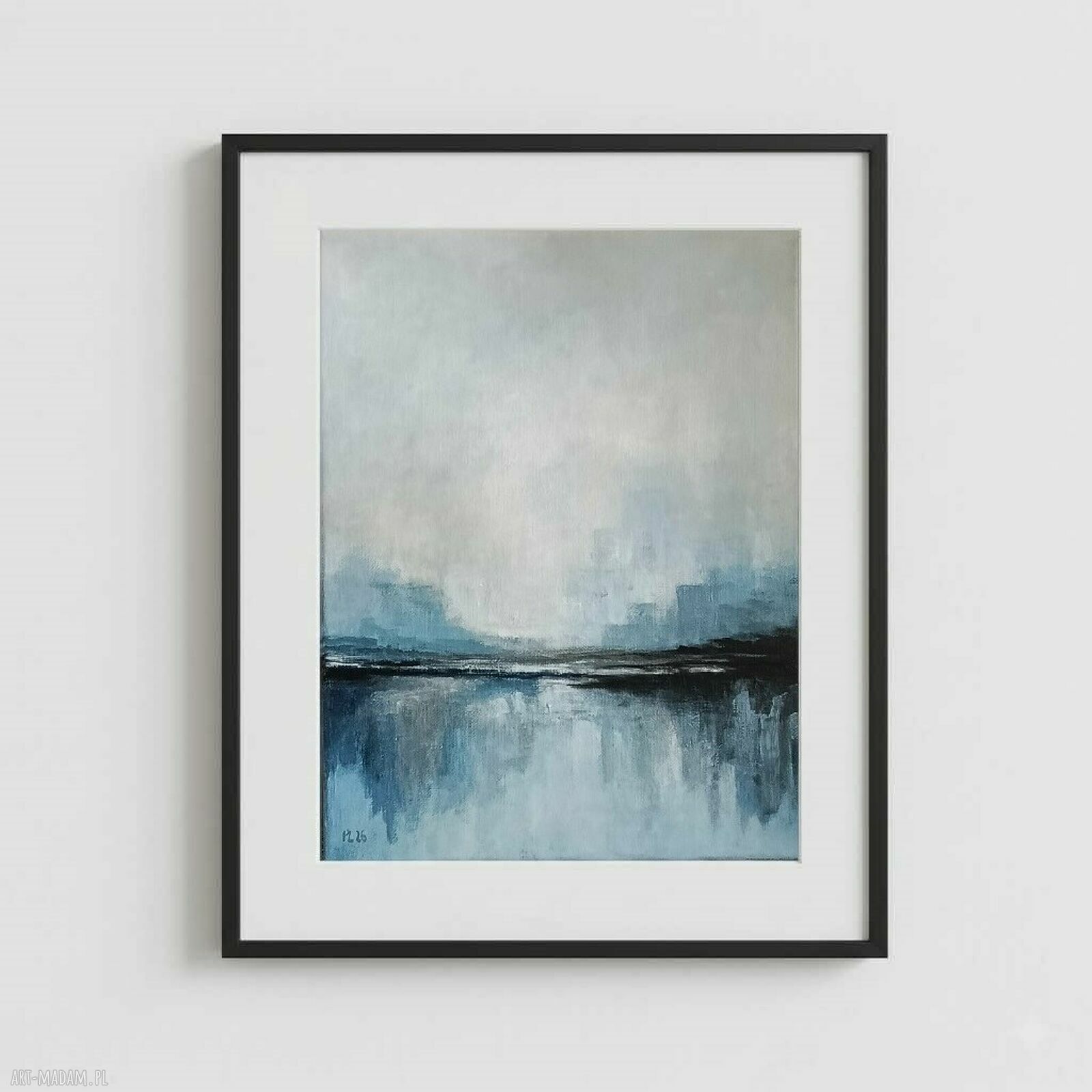 Błękitny pejzaż - ręcznie malowany obraz akrylowy 40x30 cm na płótnie lnianym