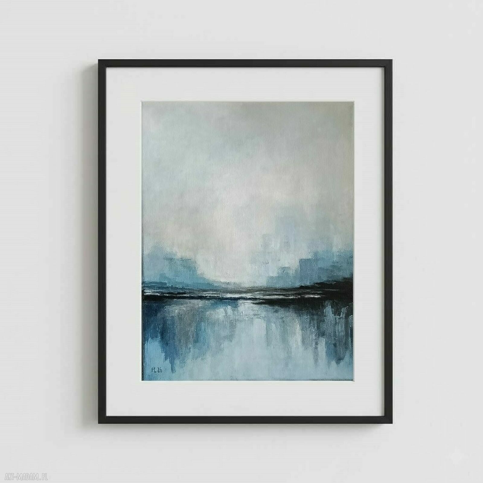 Błękitny pejzaż - ręcznie malowany obraz akrylowy 40x30 cm