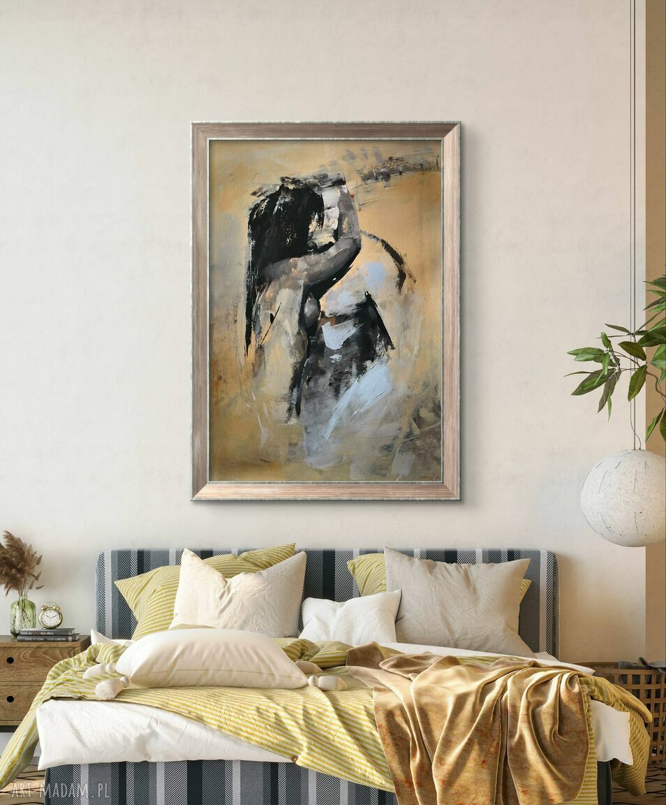 „Blisko” - inkografia 50x70 z kobieta i mężczyzną do salonu