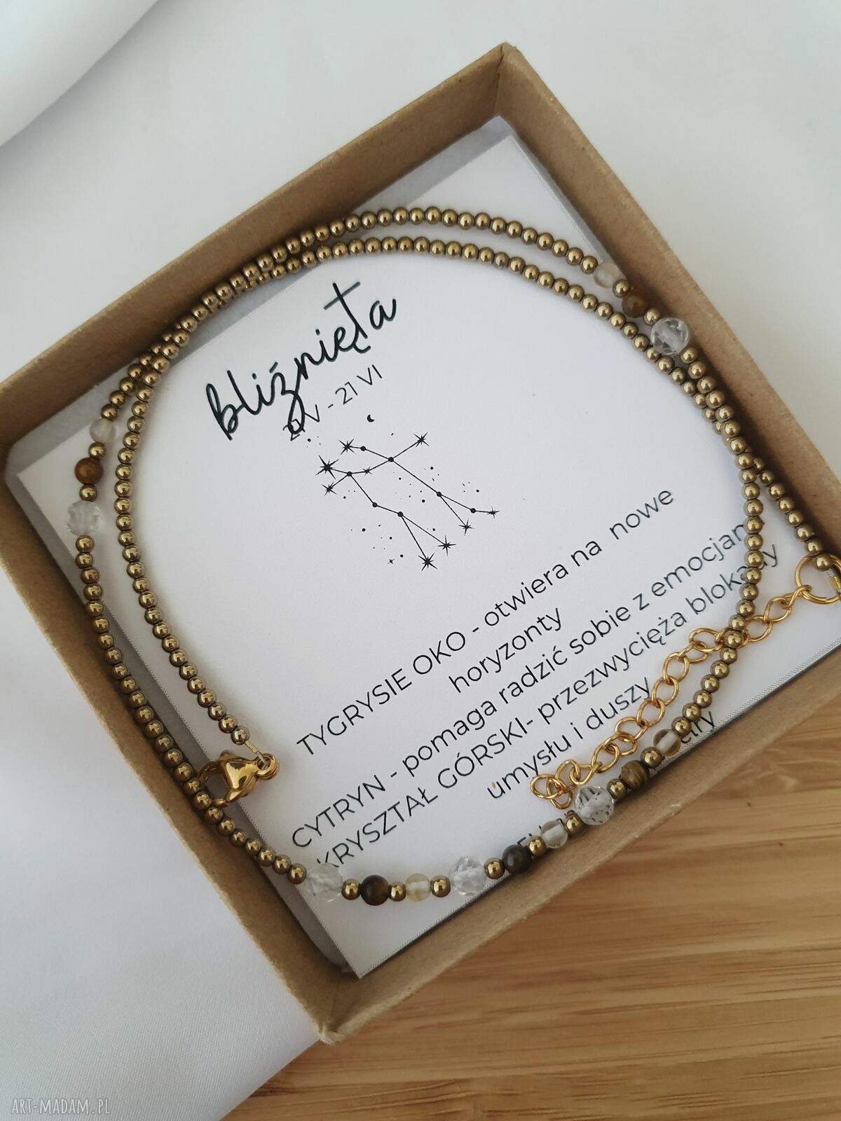 Bliźnięta naszyjnik dla znaku zodiaku - choker z kamieni naturalnych