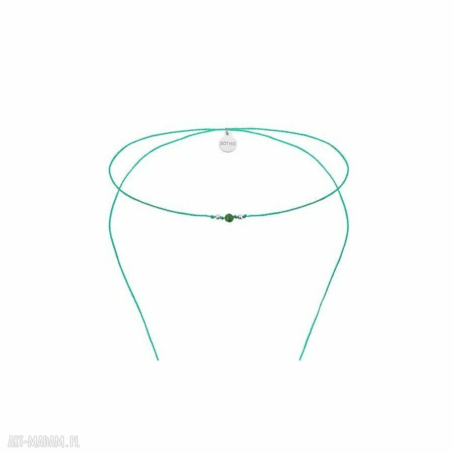 naszyjniki: DŁUGI ZIELONY CHOKER Z FASETOWANYM AGATEM I CHWOSTAMI ręczne wykonanie