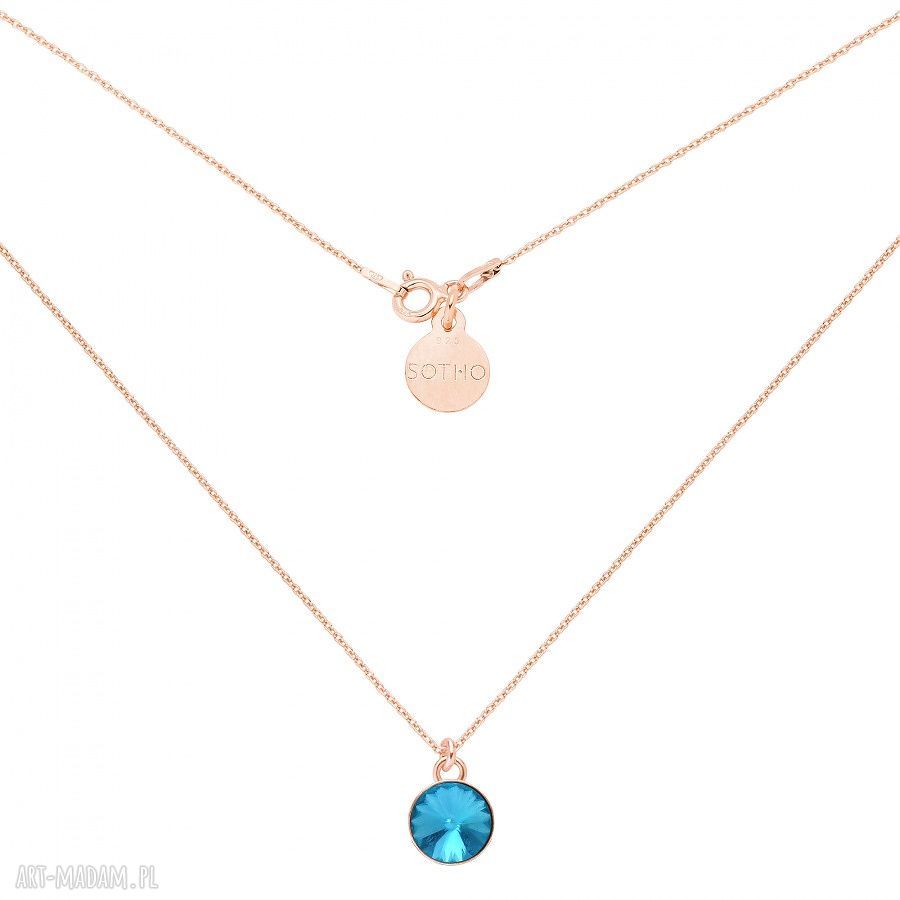 Naszyjnik rÓŻowego zŁota turkusowym krysztaŁem swarovski® crystal
