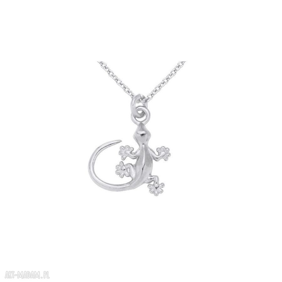 naszyjniki: SREBRNY NASZYJNIK Z JASZCZURKĄ Handmade