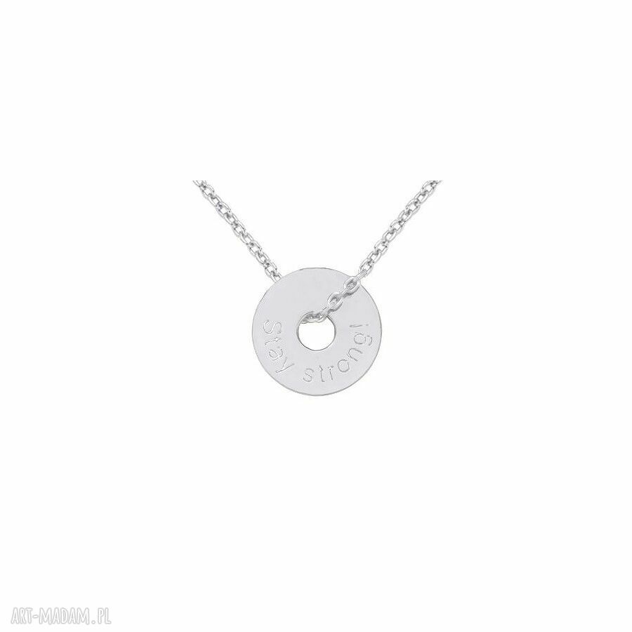 naszyjniki: Srebrny naszyjnik z małą karmą Stay strong! handmade