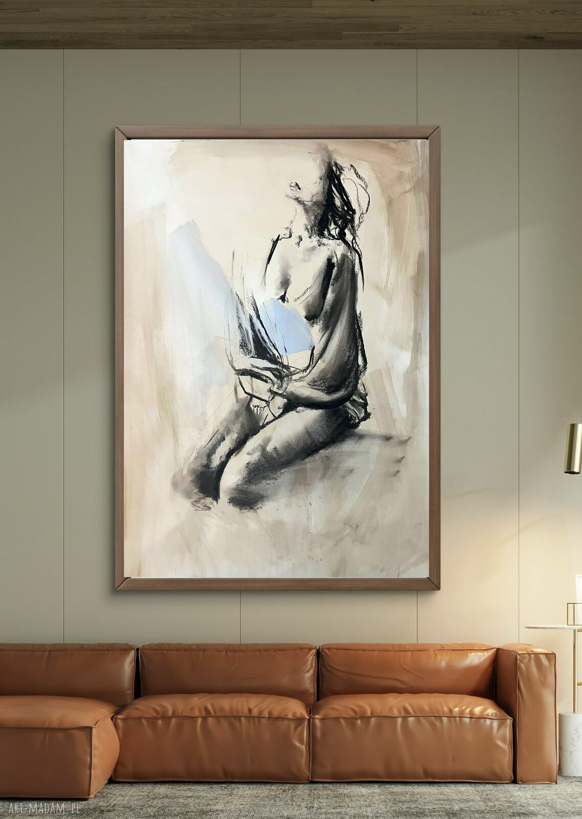Blue 100x70 - obraz kobieca grafika w niebieskiej tonacji do salonu i sypialni