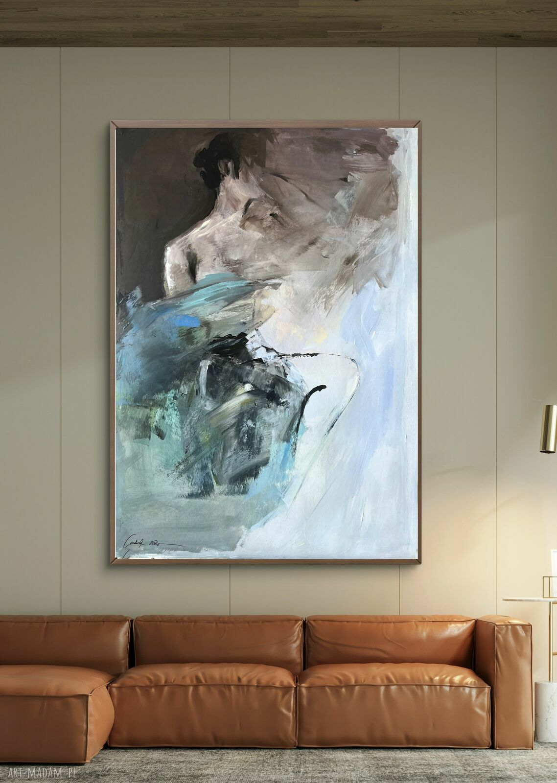 Blue - obraz do sypialni 100x70 nad łóżko w pastelowych błękitach i turkusie